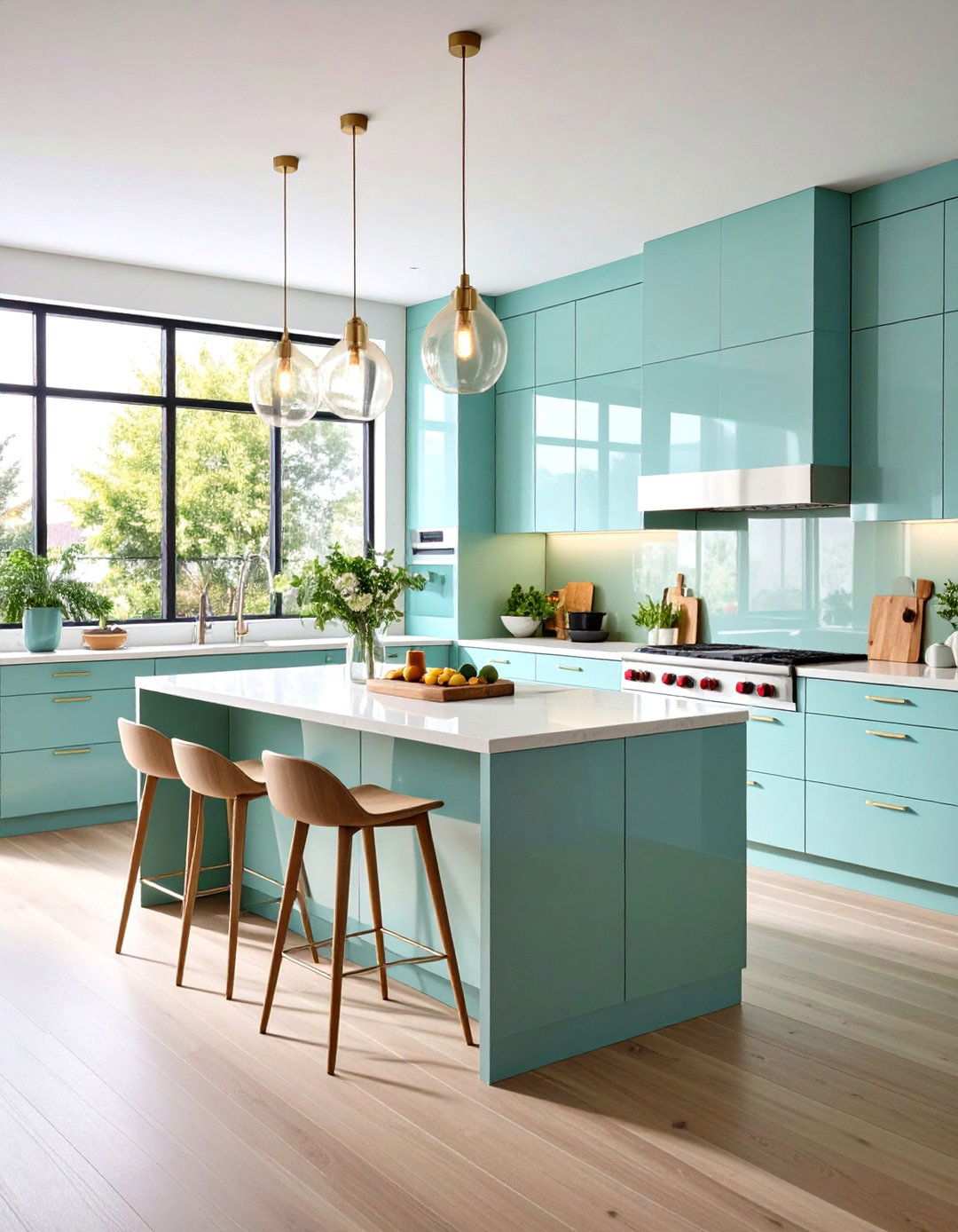 Contemporary Glass Panel Backsplash - 20 Backsplash Ideas for White Cabinets and Granite Countertops