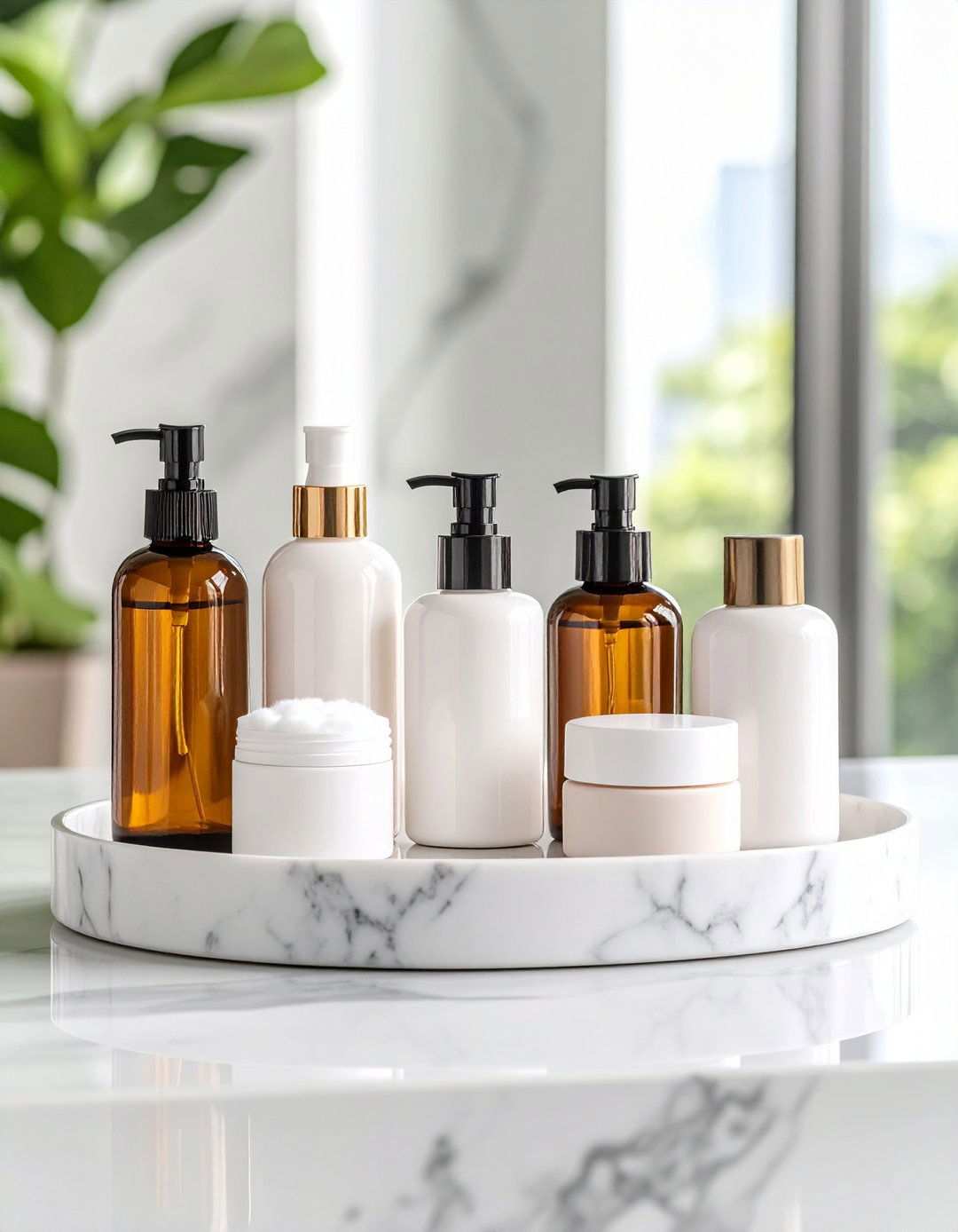 Countertop Tray Bathroom Organization for Daily Use - 20 Bathroom Organization Ideas