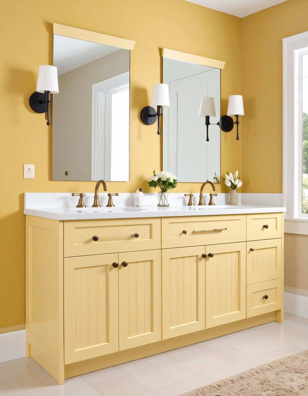 Cozy Cream Cabinets - 20 Bathroom Cabinet Color Ideas
