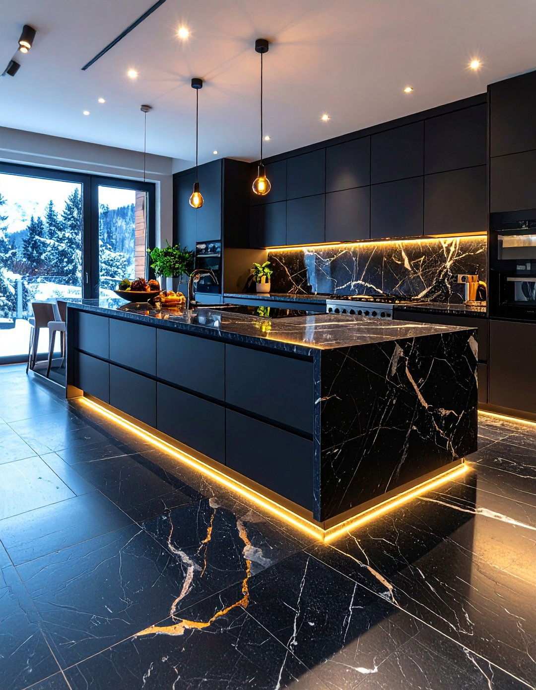 Cozy Heated Stone Black Kitchen Floor Comfort - 20 Black Kitchen Floor Ideas