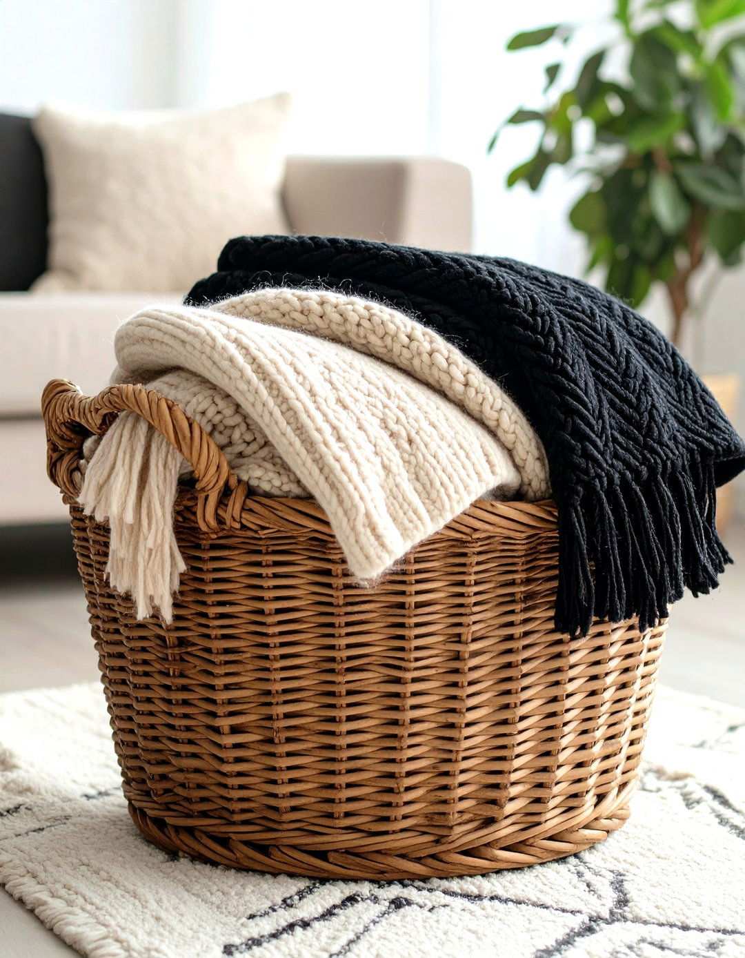 Cozy Up with Layered Throws - 20 Black and Beige Living Room Ideas