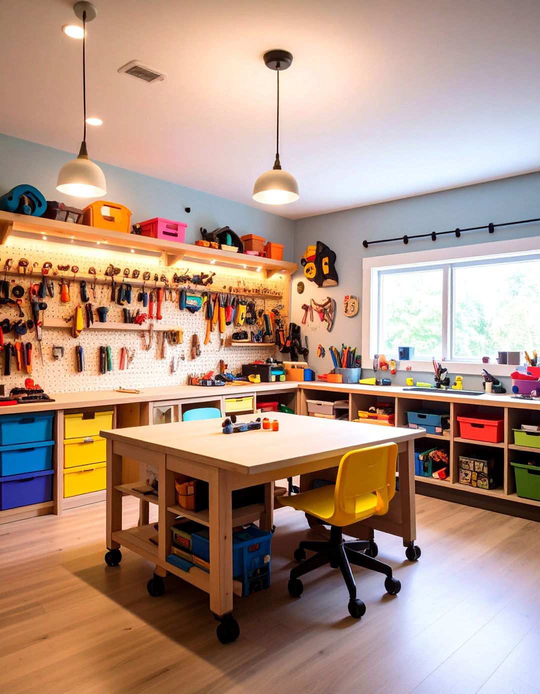 Craft and Hobby Workshop Zone - 20 Basement Game Room Ideas