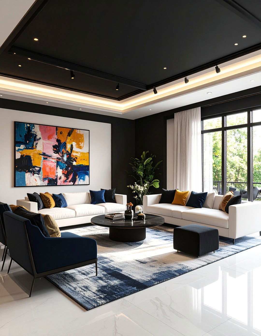 Crisp White Walls and a Black Ceiling for Monochrome Chic - 20 Black Ceiling Design Ideas