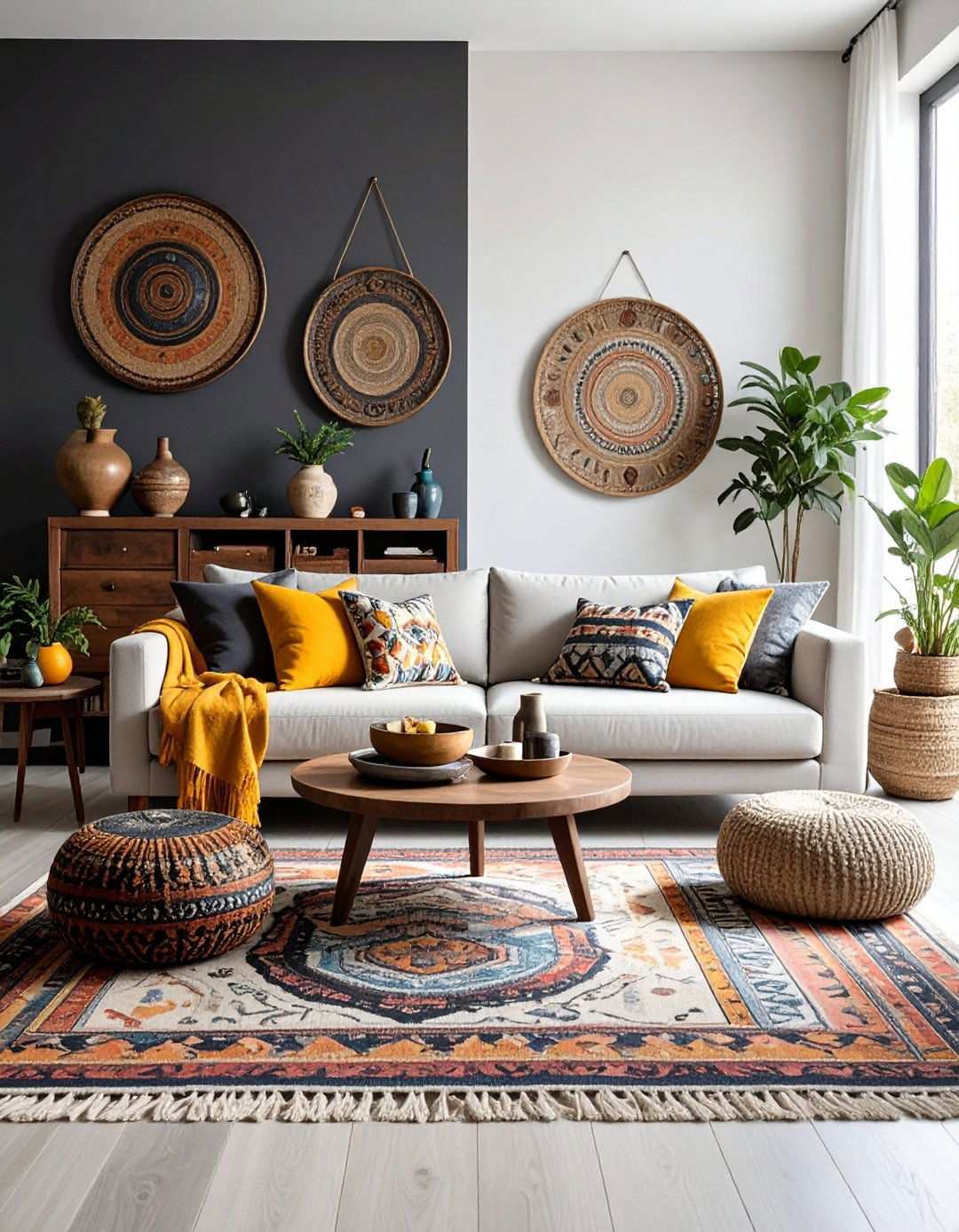 Curate Vintage Furniture Pieces for Eclectic Black and White Boho Charm - 20 Black and White Boho Living Room Ideas