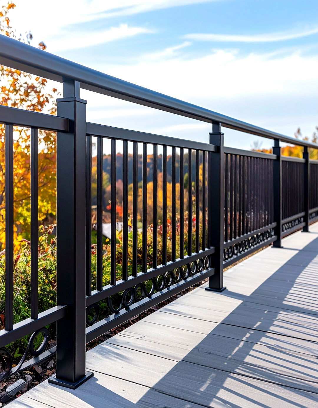 Curved Black Metal Deck Railing - 20 black deck railing ideas