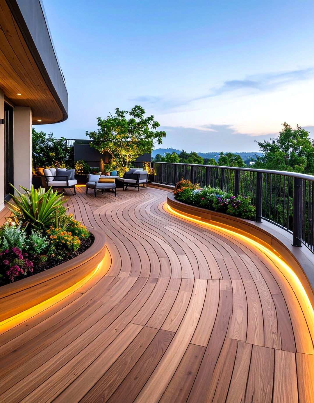 Curved Deck Layouts for Organic Appeal - 20 Balcony Deck Ideas