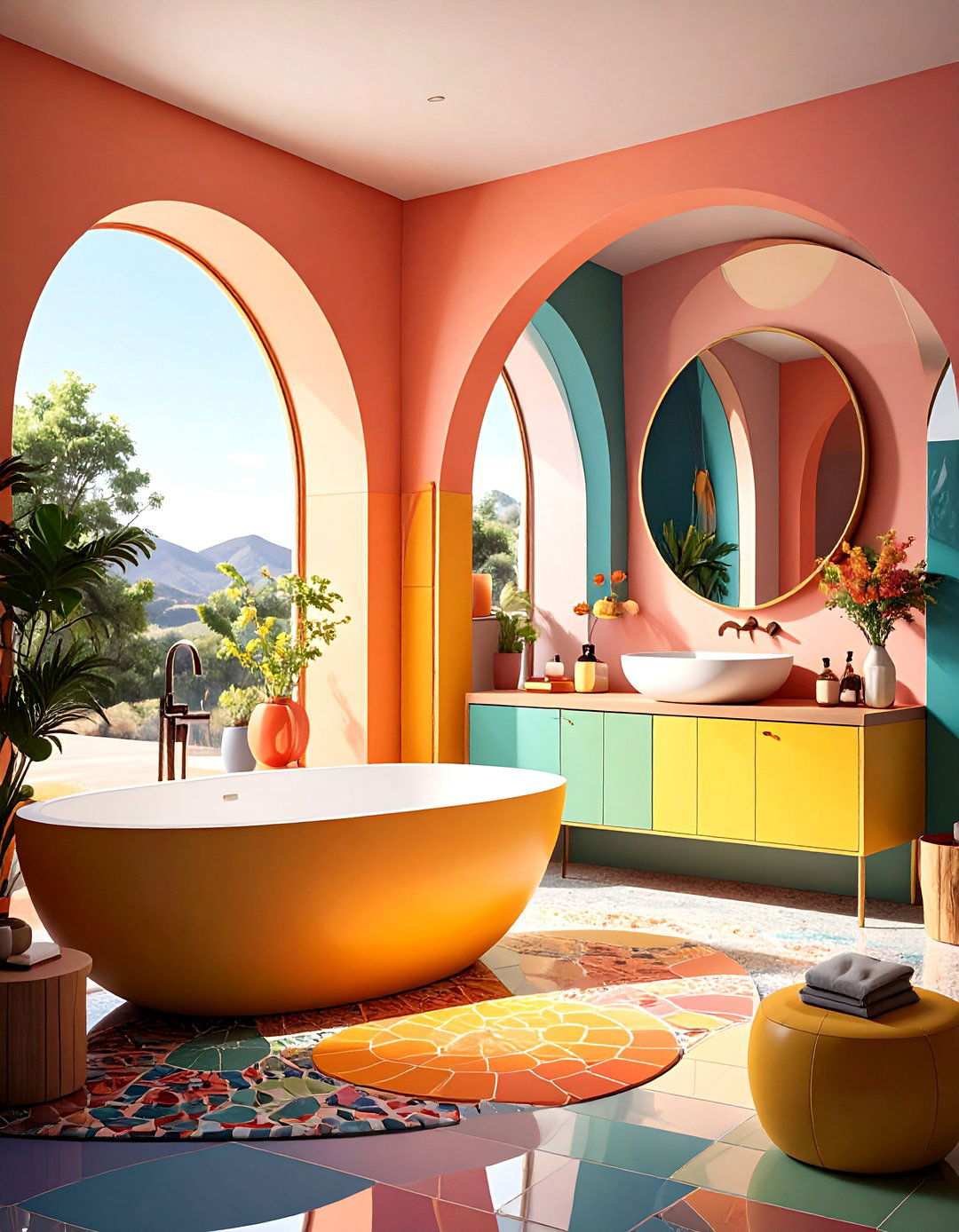 Curved Design Bathroom Softness - 20 Aesthetic Bathroom Ideas