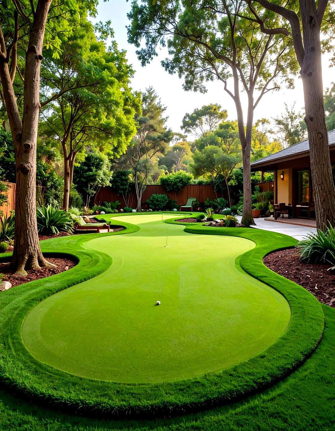 Custom Shaped Putting Green Design - 20 Backyard Putting Green Ideas
