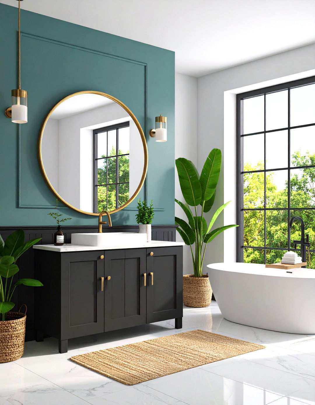 Dark Moody Painted Bathroom Wainscoting - 20 Bathroom Wainscoting Ideas