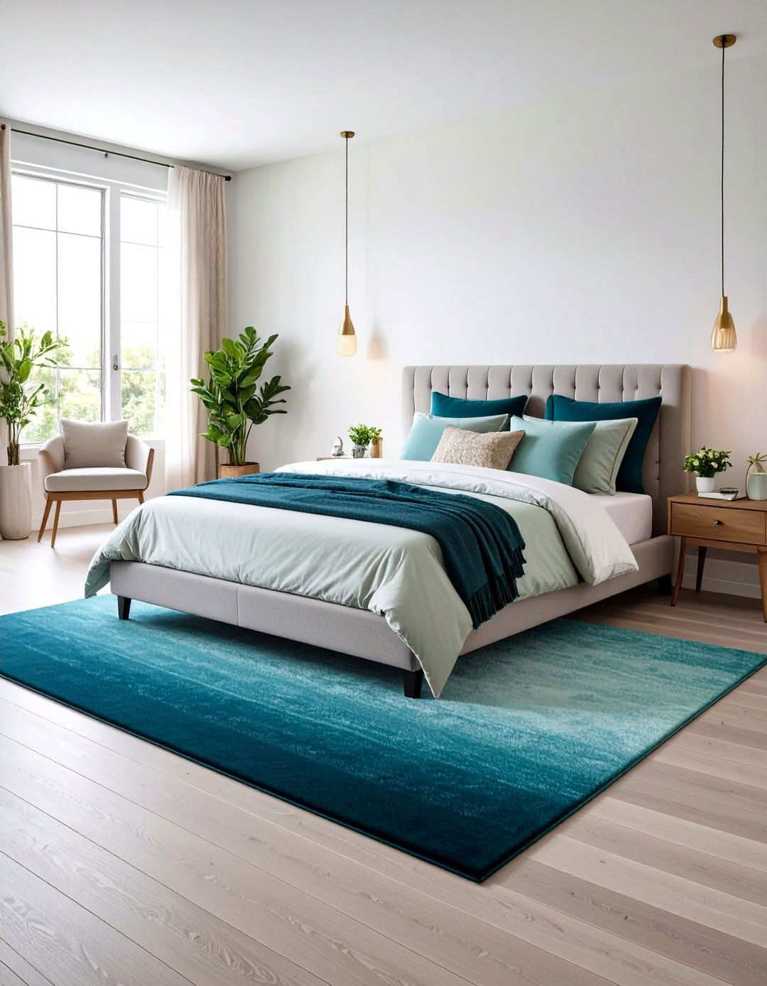 Dark to Light Gradient Rug - 20 Black and Green Bedroom Design Ideas