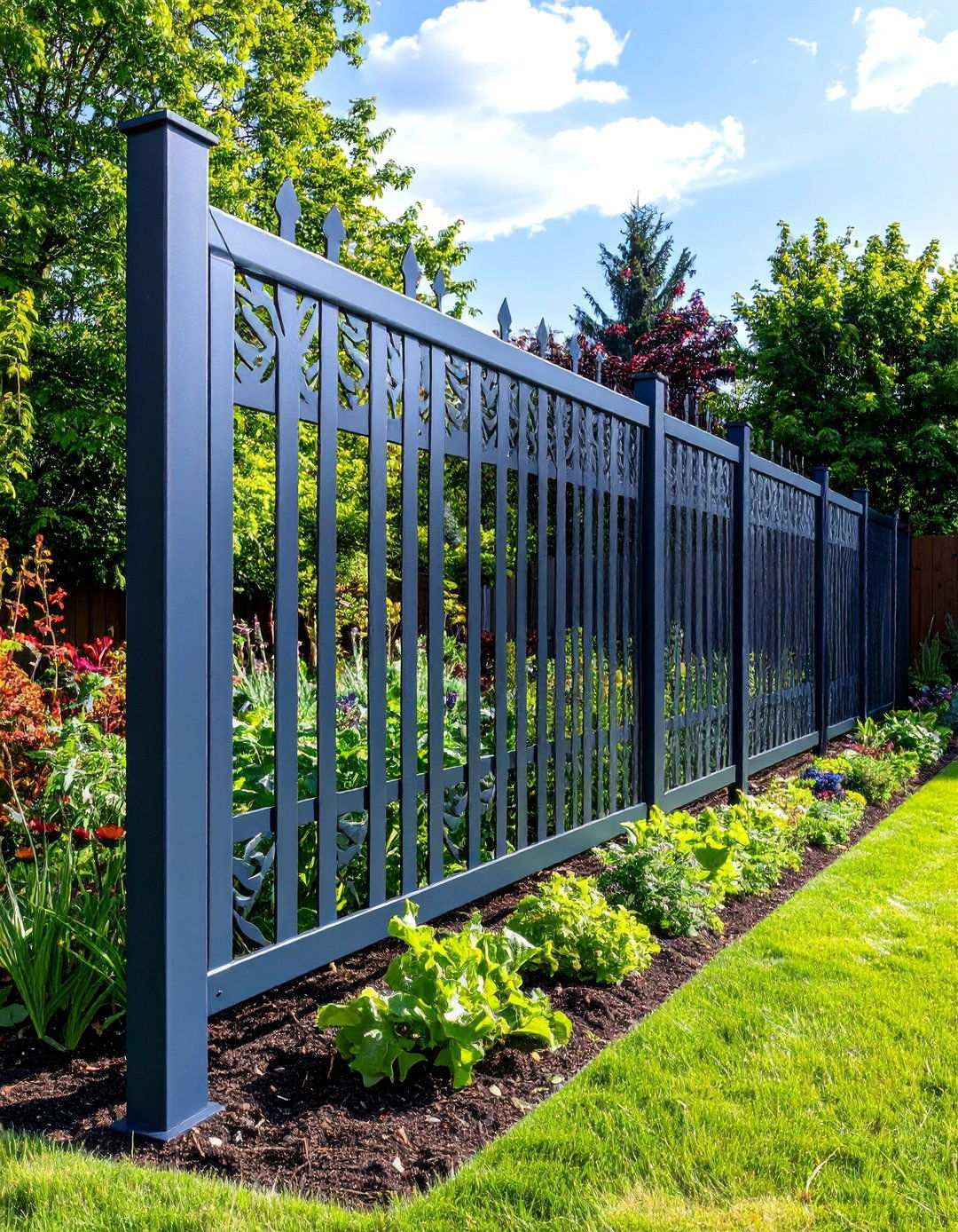Decorative Metal Panel Fence - 20 Vegetable Garden Fence Ideas
