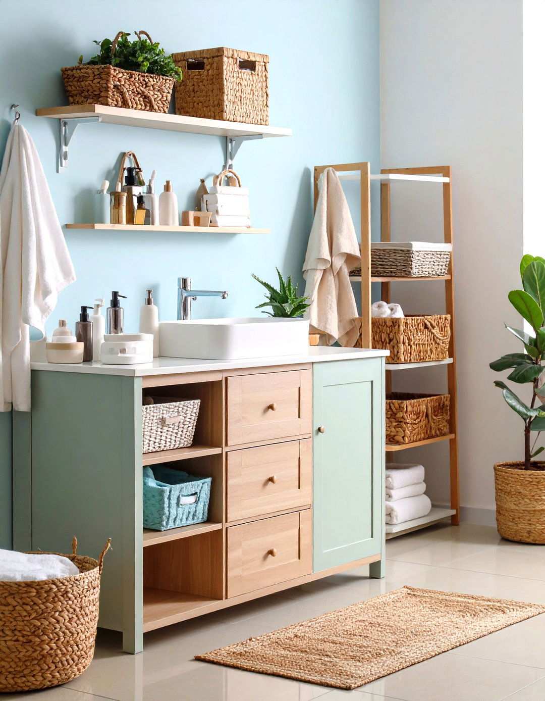 Design Efficient Apartment Bathroom Storage with Under Sink Organization - 20 Apartment Bathroom Ideas