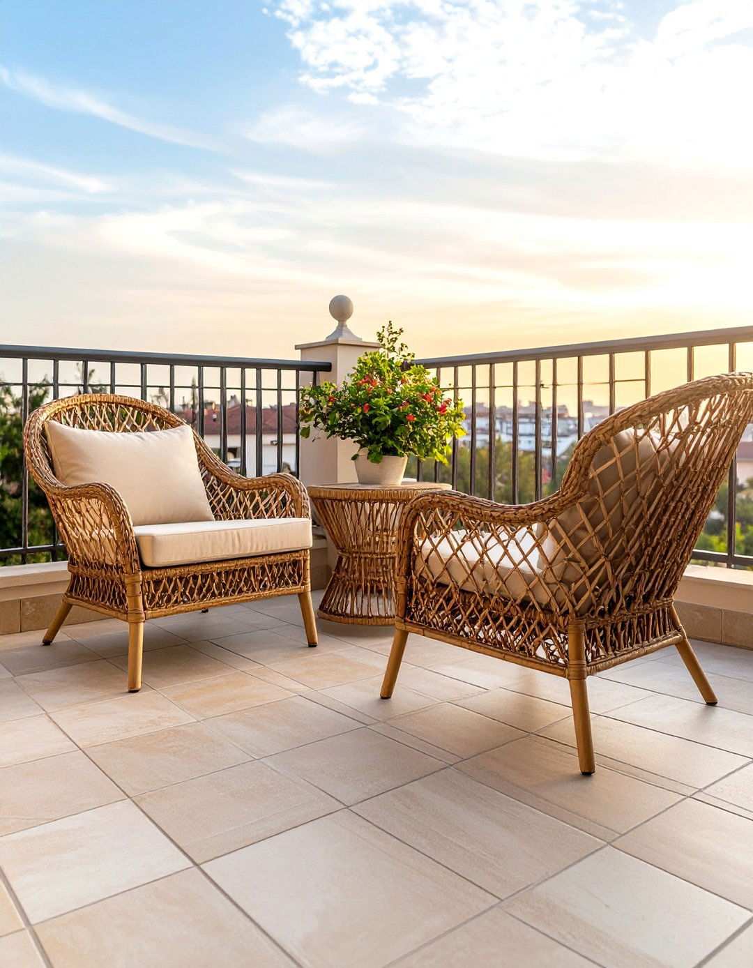 Diagonal Grid Balcony Tiles for Space Enhancement - 20 Balcony Tiles Ideas