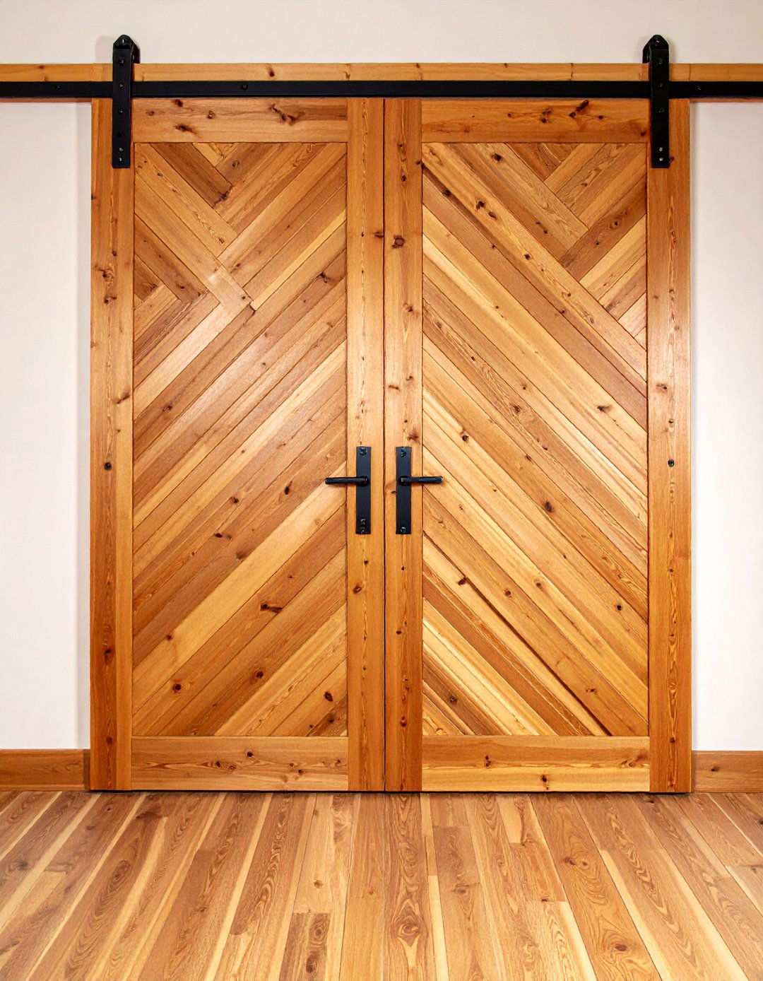 DIY Herringbone Barn Door for Custom Character - 20 Bathroom Barn Door Ideas