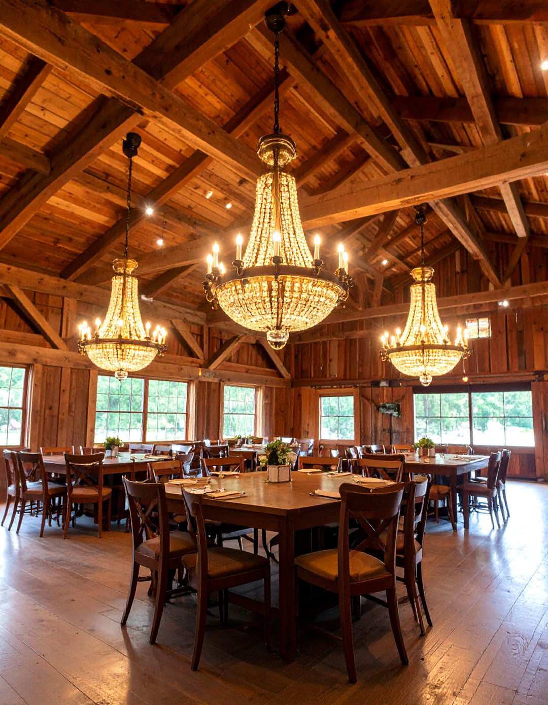 Dramatic Barn Wedding Chandelier Installations - 20 Barn Wedding Ideas