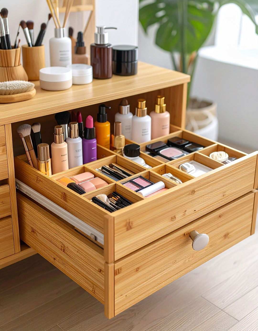 Drawer Dividers Keep Makeup in Line - 20 Bathroom Cabinet Organization Ideas