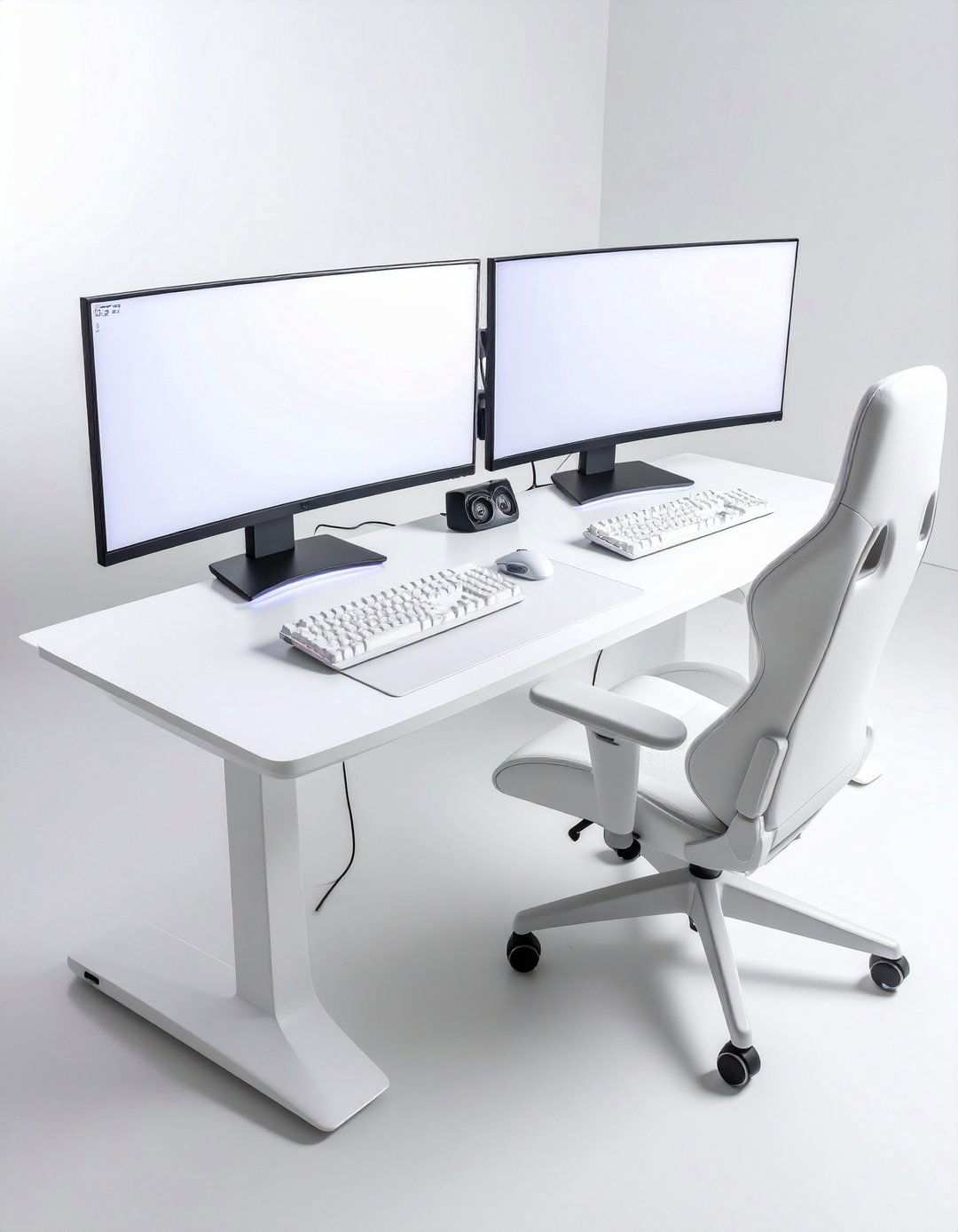 Dual Monitor White Gaming Setup for Enhanced Productivity - 20 All White Gaming Setup Ideas