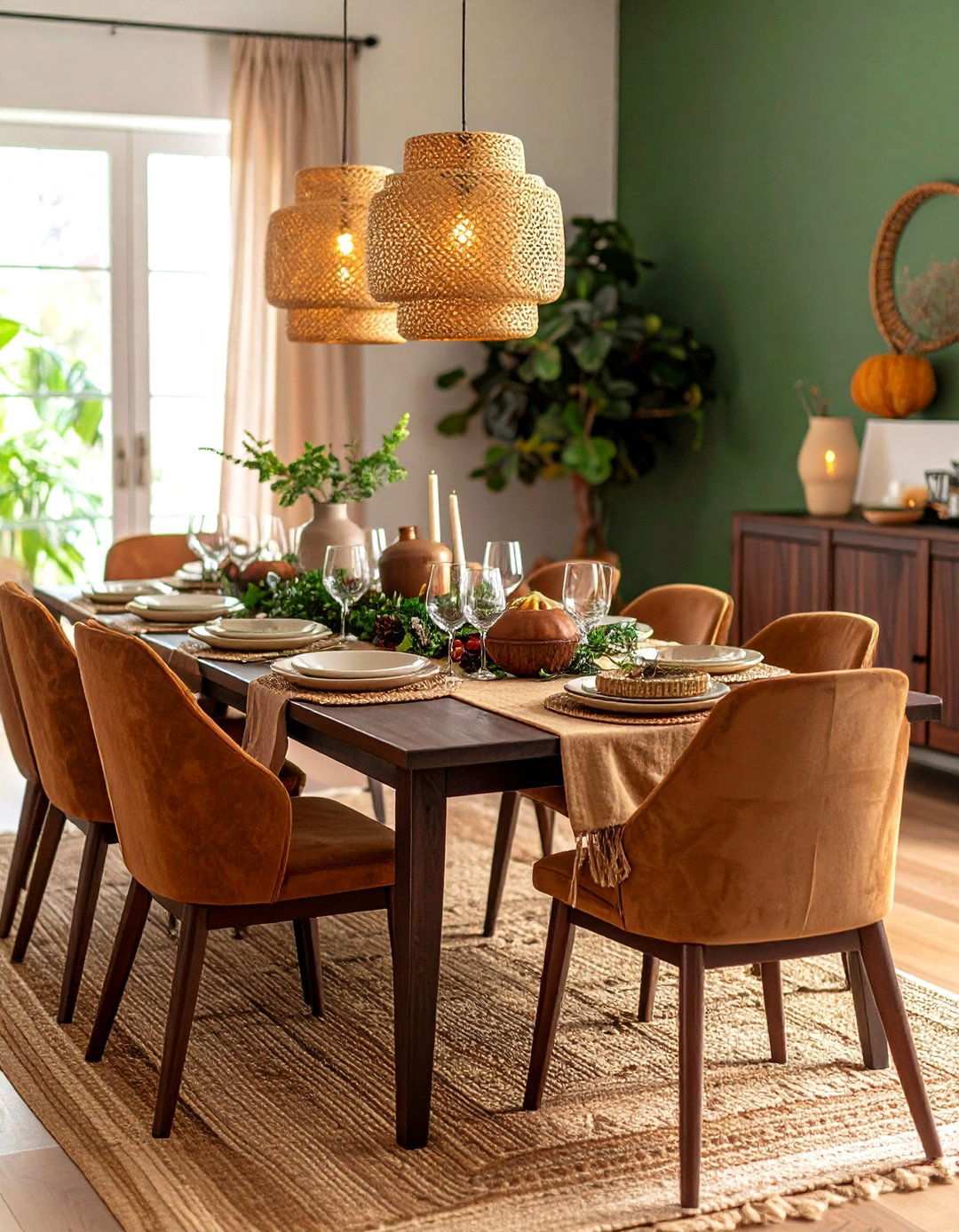 Ebony Dining Table with Mid Brown Textiles - 20 Black and Brown Interior Design Ideas