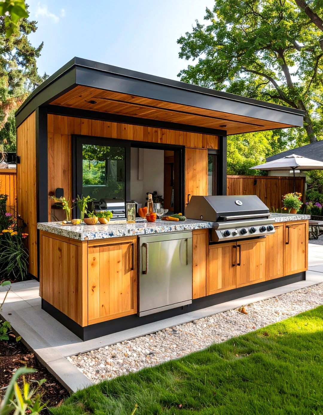 Eco Friendly Bamboo and Recycled Glass BBQ Island - 20 Bbq Island Ideas