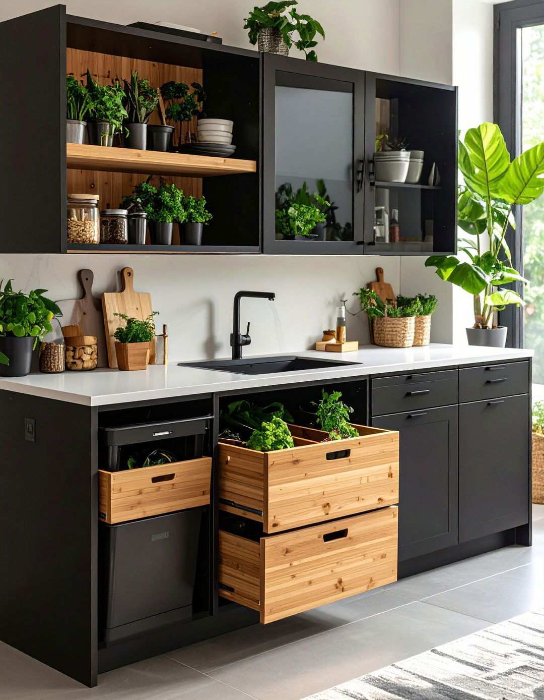Eco Friendly Materials for Black Kitchen Cabinets - 20 Black Kitchen Cabinets With White Countertops