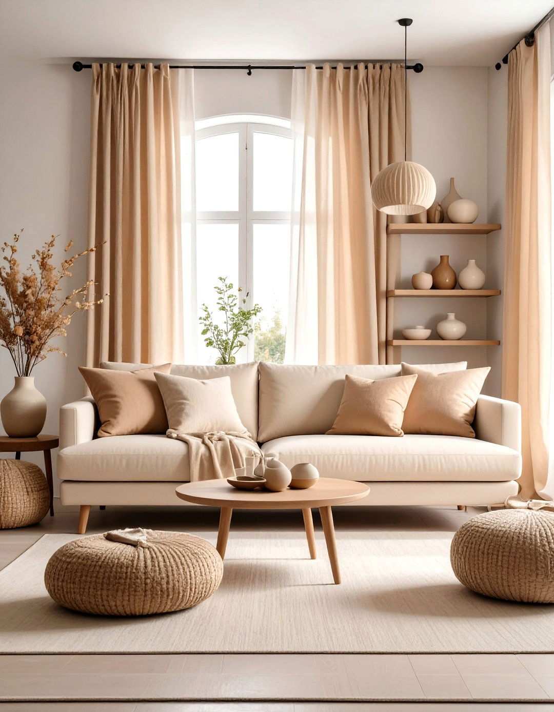 Embrace a Minimal Monochrome Beige Couch Scheme - 20 Beige Couch Living Room Ideas