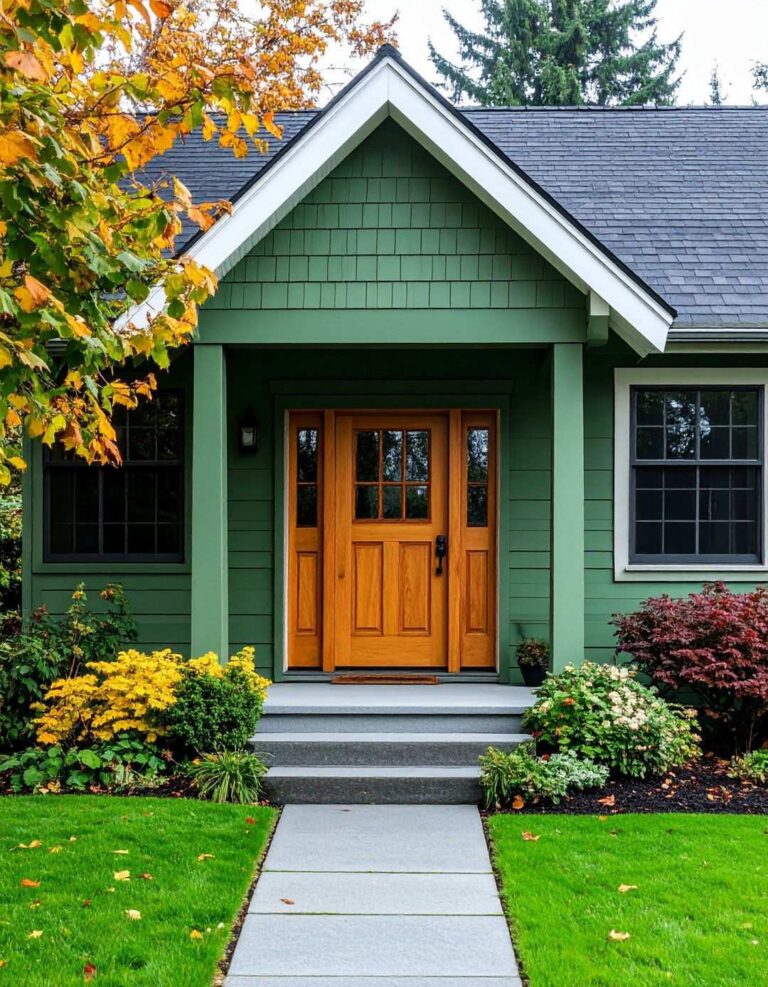 Embrace Earthy Sage Green and Charcoal Contrast - 20 Aesthetic House Exterior Ideas