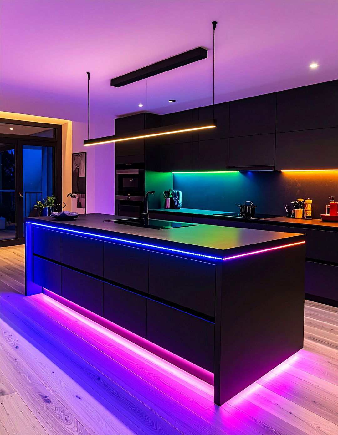 Energy Efficient Black Island with Integrated LED Strips - 20 Black Kitchen Islands