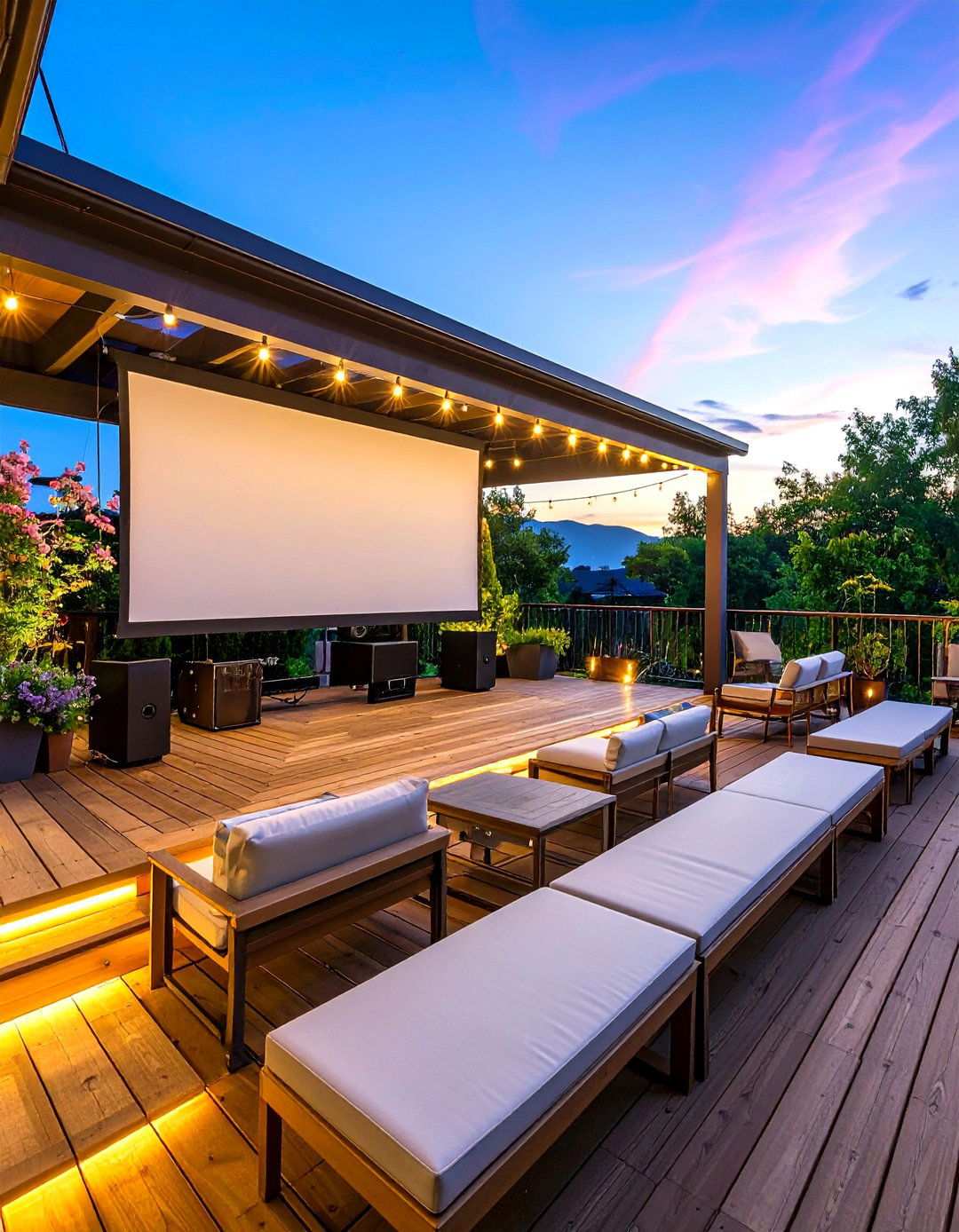 Entertainment Deck with Outdoor Theater - 20 Backyard Deck Ideas