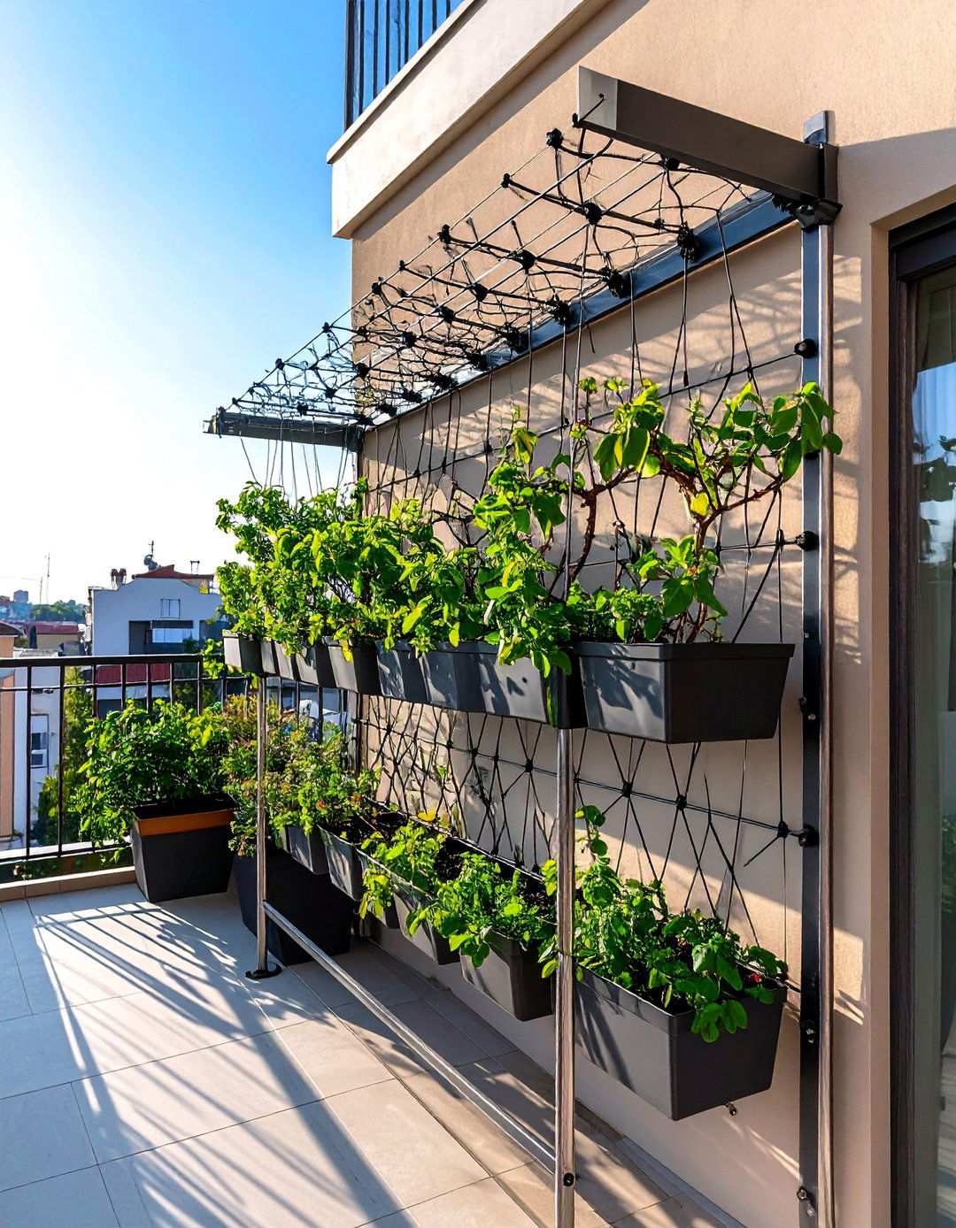 Espalier Balcony Trellis for Artistic Plant Training - 20 Balcony Trellis Ideas