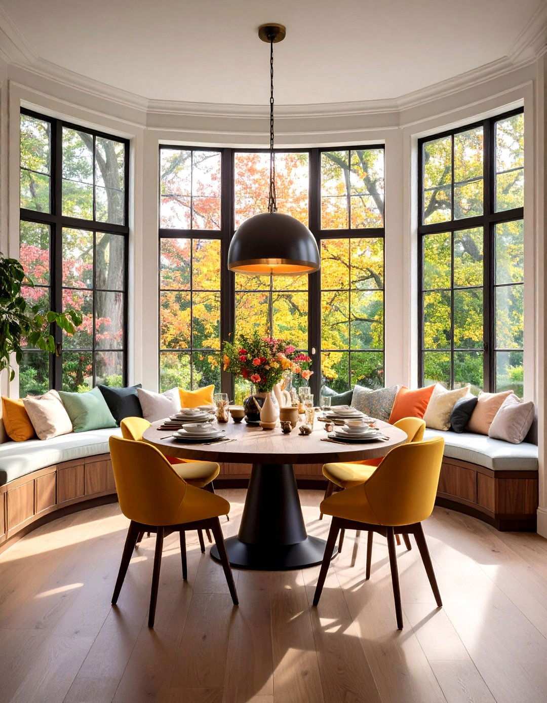 Extended Dining via Bay Window Banquette - 20 Bay Window Ideas