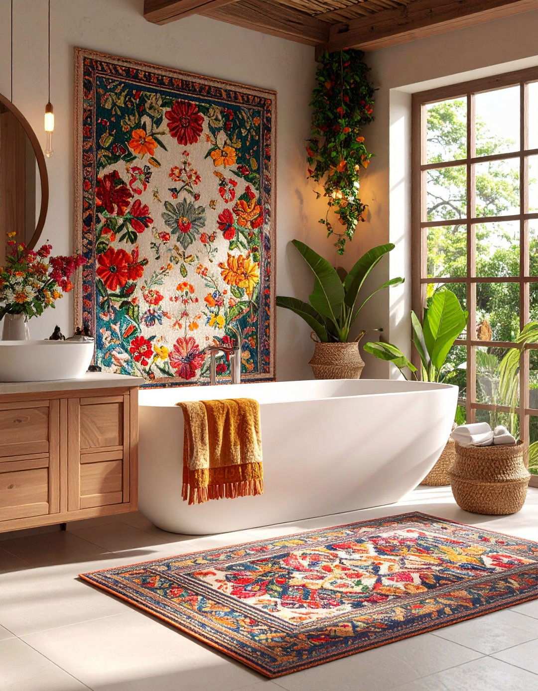 Fabric and Textile Art for Softness and Warmth - 20 Bathroom Art Ideas