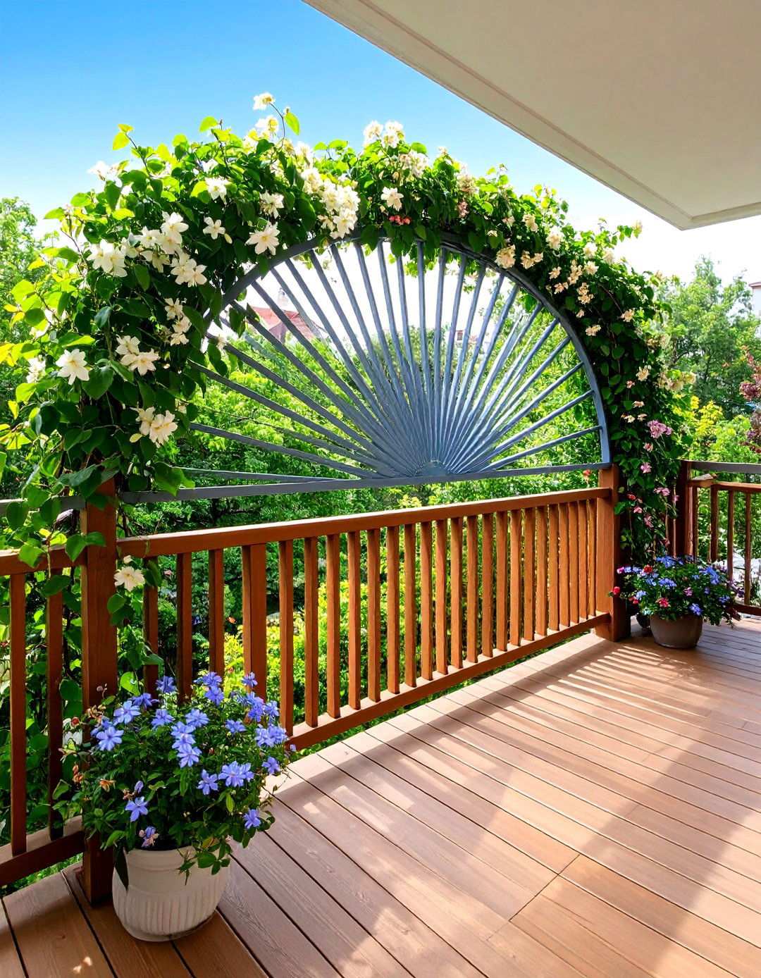 Fan Shaped Balcony Trellis for Architectural Elegance - 20 Balcony Trellis Ideas