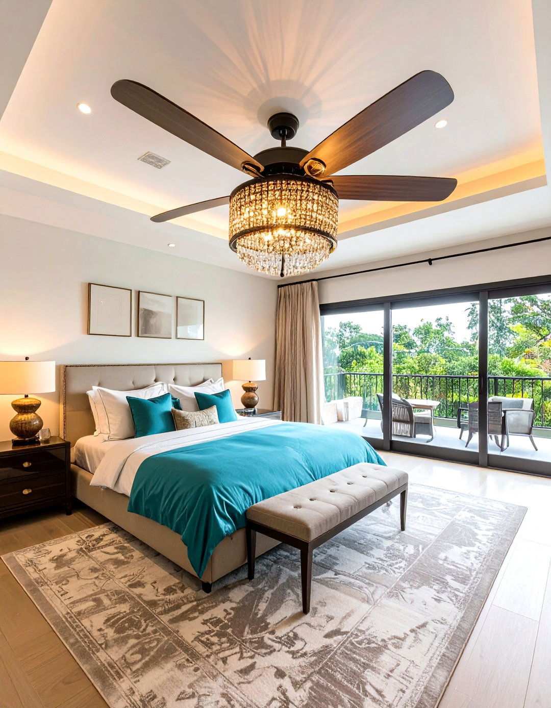 Fandelier Combines Breeze and Brilliance - 20 Bedroom Chandelier Ideas