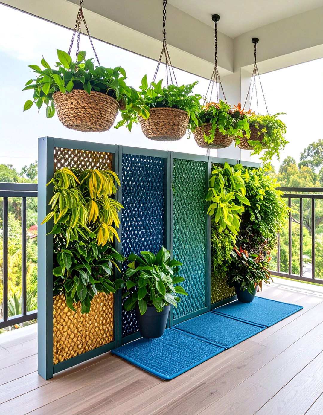 Faux Greenery Walls for Instant Coverage - 20 Balcony Privacy Ideas