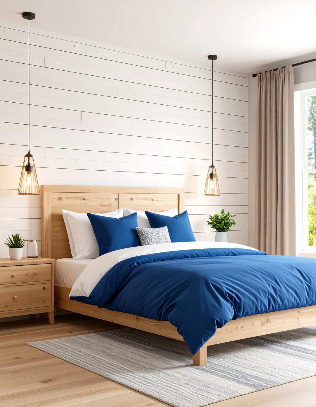 Faux Shiplap Bedroom Wallpaper for Rustic Ease - 20 Bedroom Wallpaper Ideas