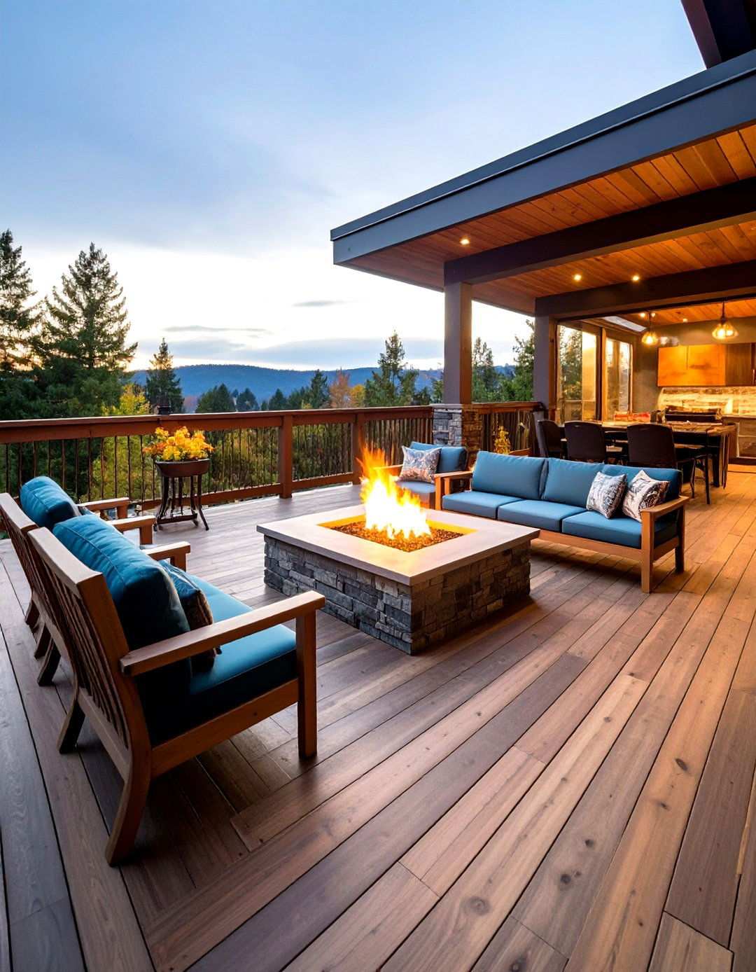 Fire Feature Deck for Year Round Entertainment - 20 2nd Floor Deck Ideas
