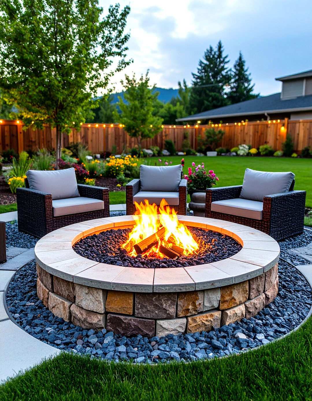 Fire Pit Gathering Zone Warms the Backyard Oasis - 20 Backyard Oasis Ideas