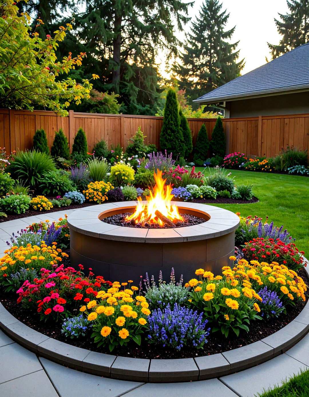 Fire Pit with Raised Planter Beds - 20 Backyard Fire Pit Ideas Landscaping