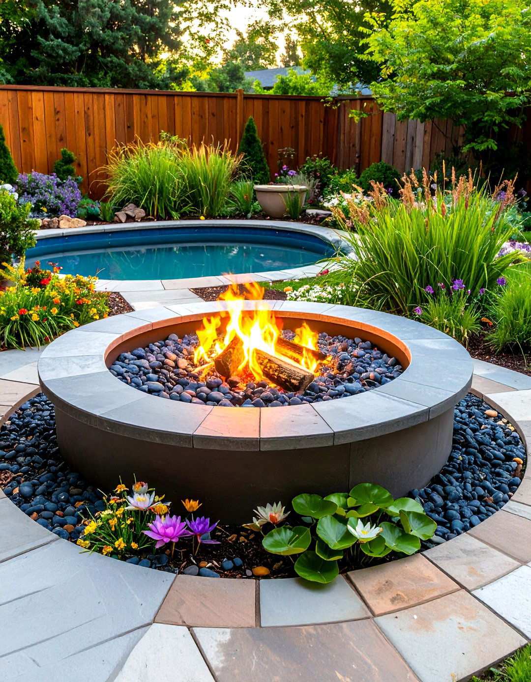 Fire Pit with Water Feature Integration - 20 Backyard Fire Pit Ideas Landscaping