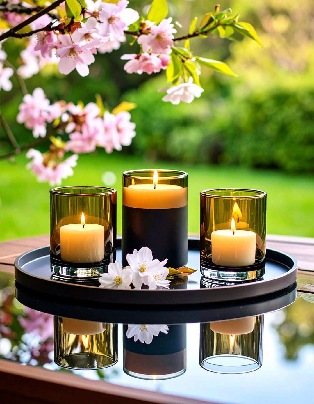 Floating Candle Cylinder Centerpiece - 20 Black and Gold Centerpiece Ideas
