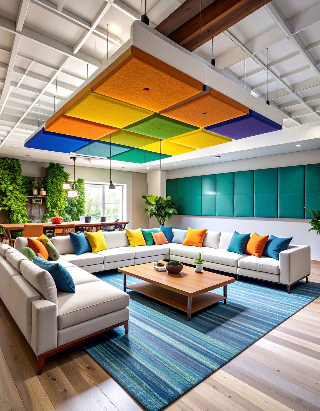 Floating Cloud Panels Soften Acoustics - 20 Basement Drop Ceiling Ideas