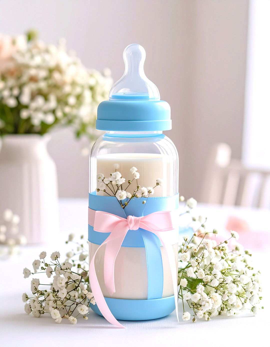 Floral Baby Bottle Baby Shower Centerpieces - 20 Baby Shower Centerpiece Ideas
