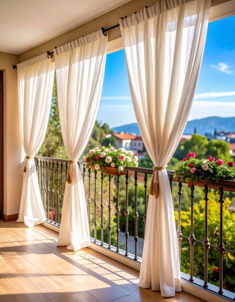Flowing Outdoor Curtains for Quick Coverage - 20 Balcony Privacy Ideas