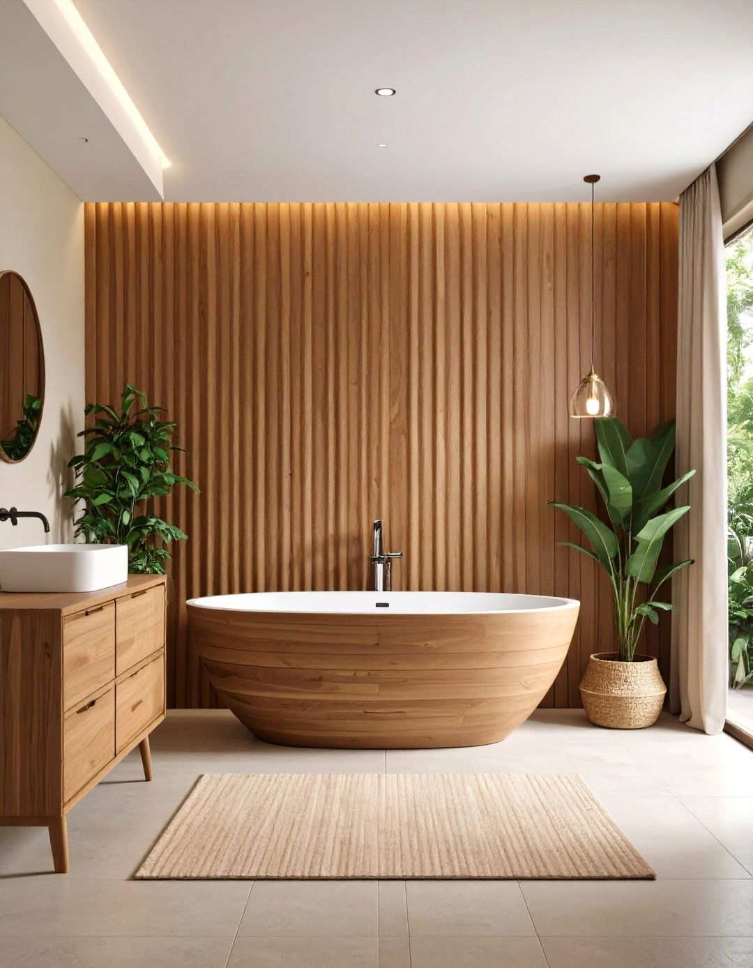 Fluted Bathroom Wall Paneling Channels Mid Century Vibes - 20 Bathroom Wall Paneling Ideas