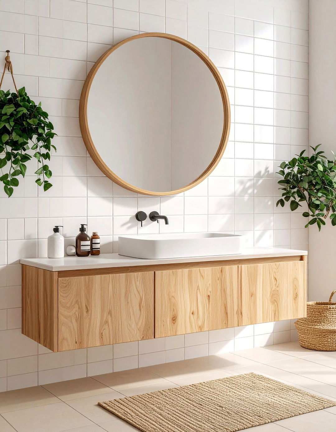 Framed Mirror with Beige Trim Bathroom - 20 Beige and White Bathroom Ideas