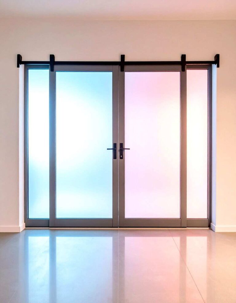 Frosted Glass Barn Door for Light Friendly Privacy - 20 Bathroom Barn Door Ideas