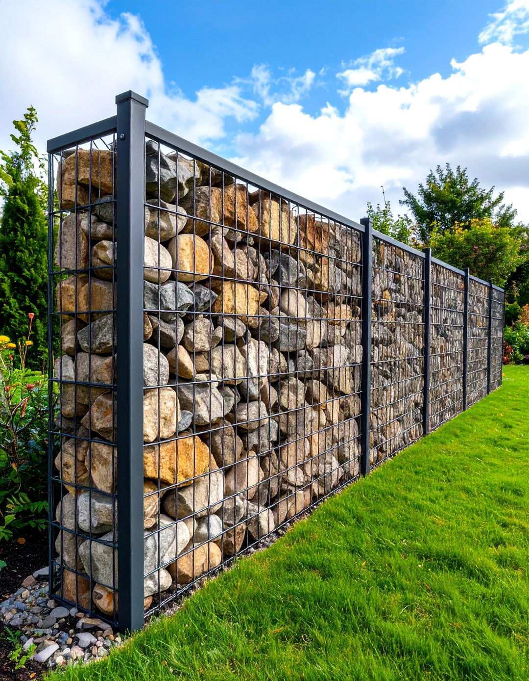Gabion Wall Fence - 20 Vegetable Garden Fence Ideas
