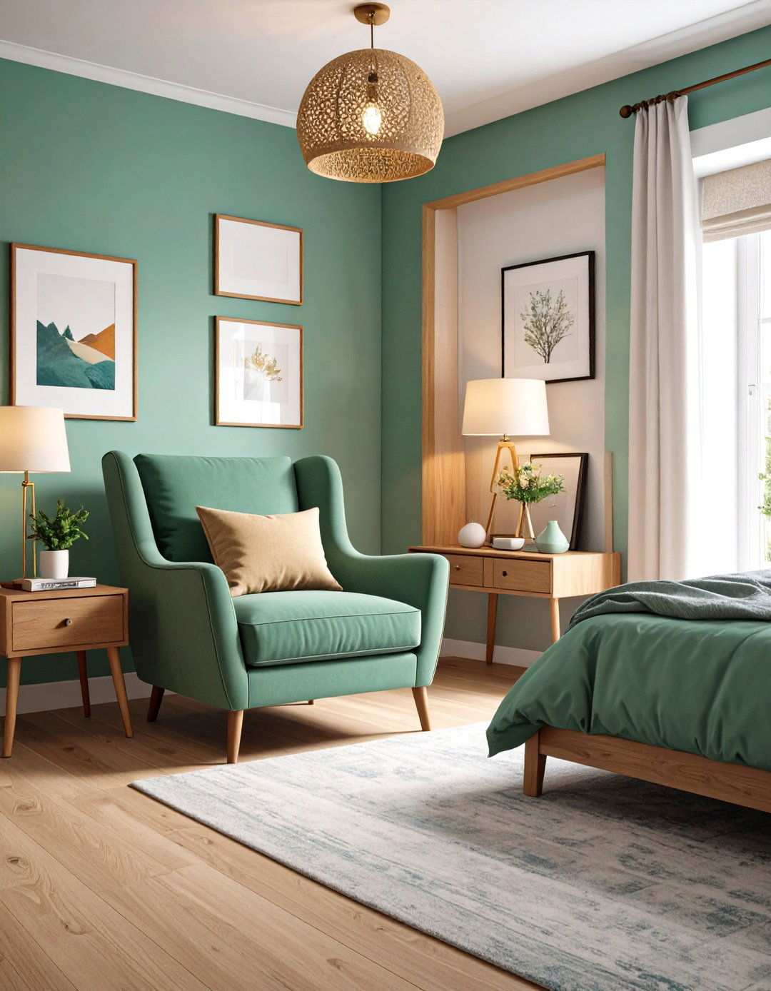 Gallery Wall Alcove Chair Bedroom Sitting Area - 20 Bedroom Sitting Area Ideas