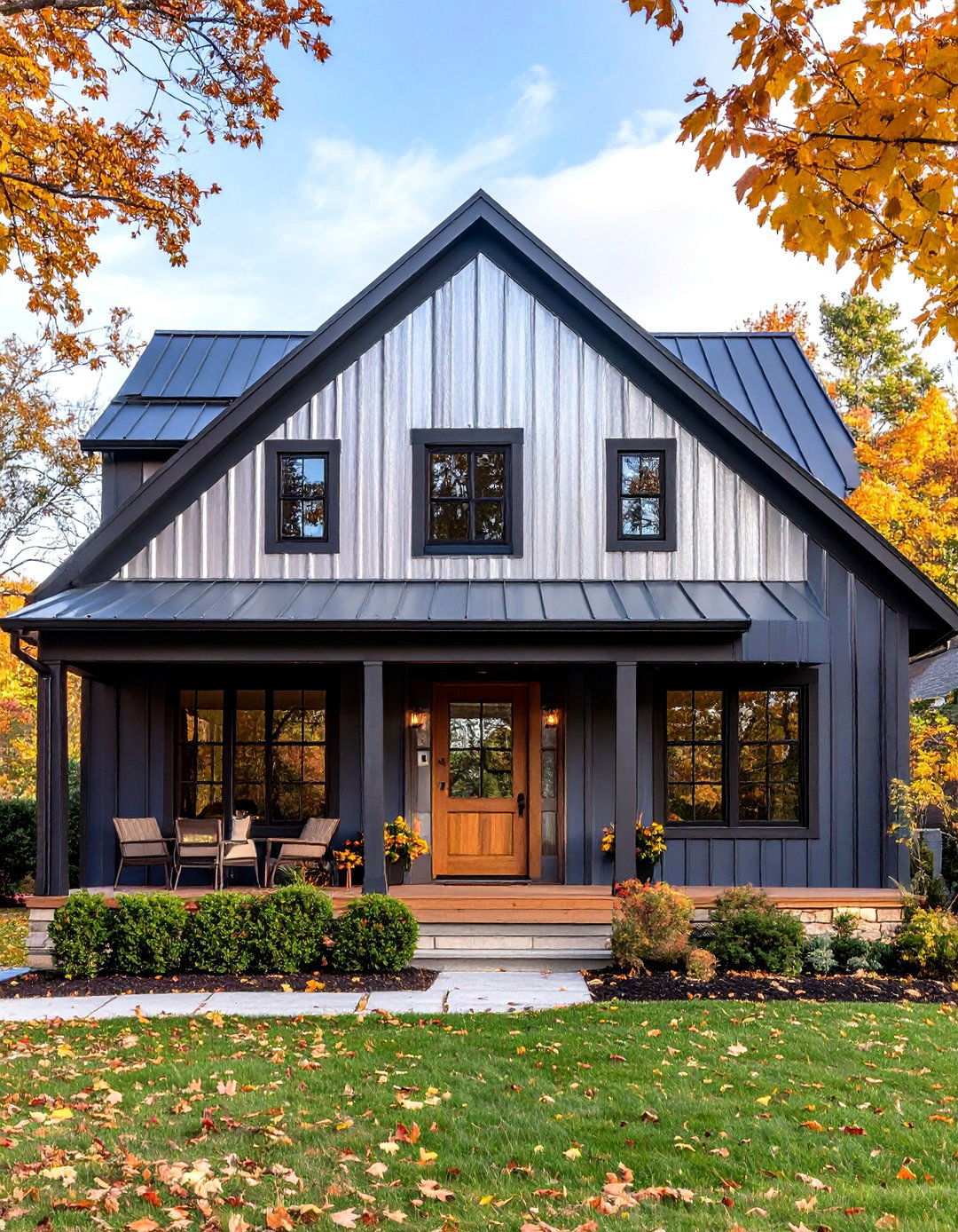 Galvanized Steel Accent Panels for Rustic Spark - 20 Black Modern Farmhouse Exterior Design Ideas