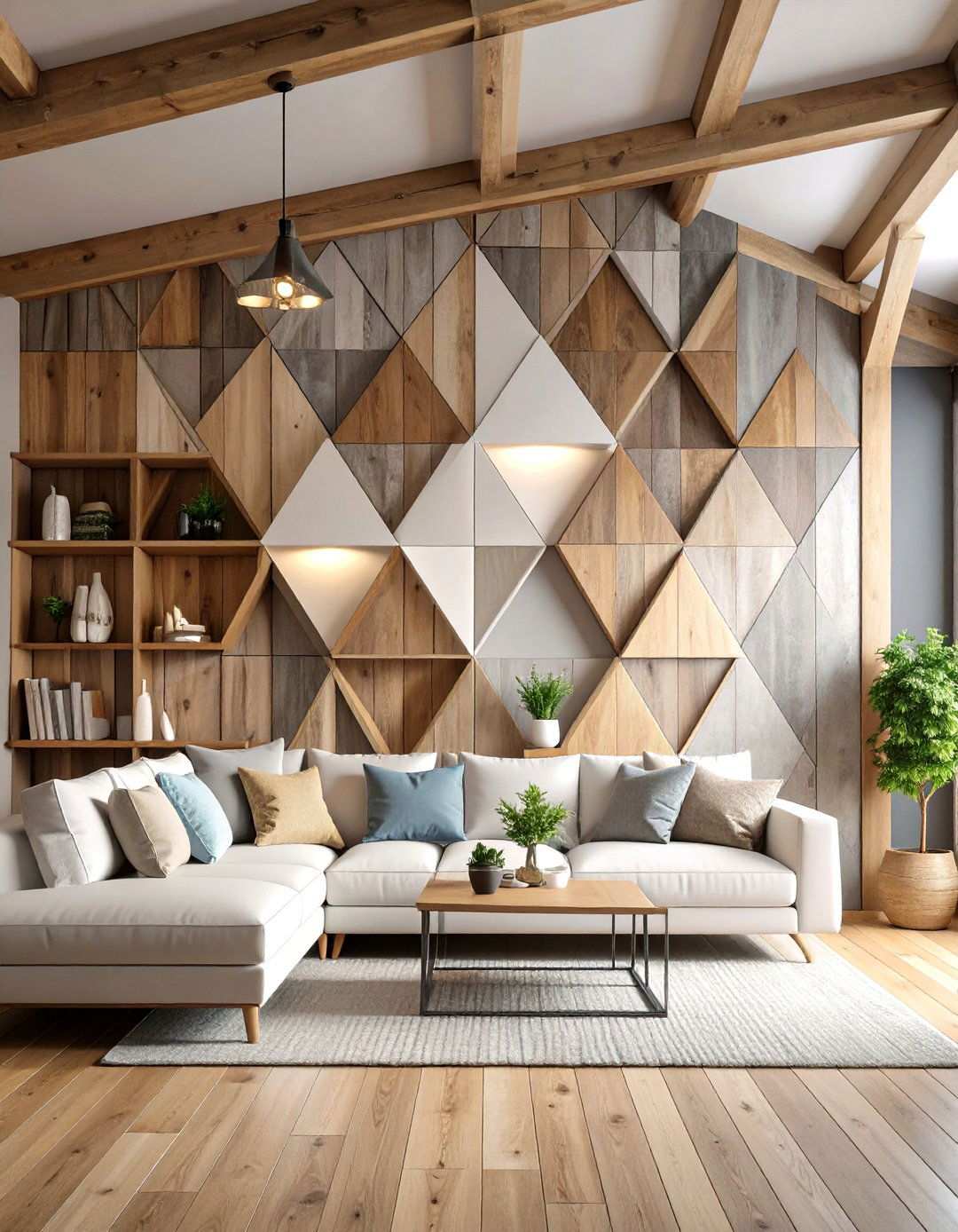 Geometric Barnwood Pattern Wall - 20 Barnwood Accent Wall Ideas
